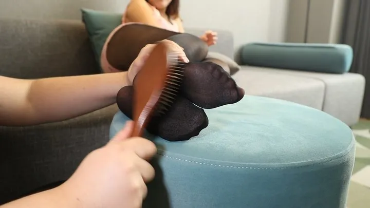 Cgbf - A recent Chinese female graduate wearing black sheer stockings is being tickled