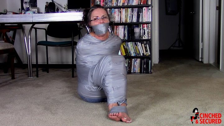 Cinched And Secured - Genevieve - Mummified To A Table In Tight Tape (MP4 Format)