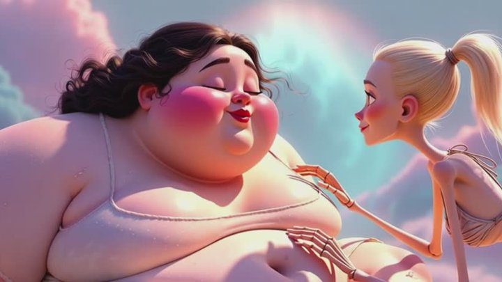Your Best Fantasy - Obese Woman Cake Sitting - Skinny Girl Foot Worship