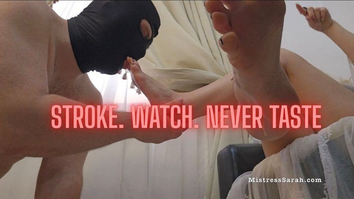 Sarahdom - Foot Worship Chastity Harem: Caged Slave Sucking Toes While You Stroke & Deny