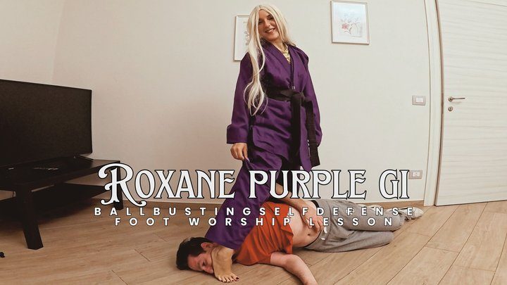 Martial Fetish - Roxane purple gi ballbusting selfdefense foot worship
